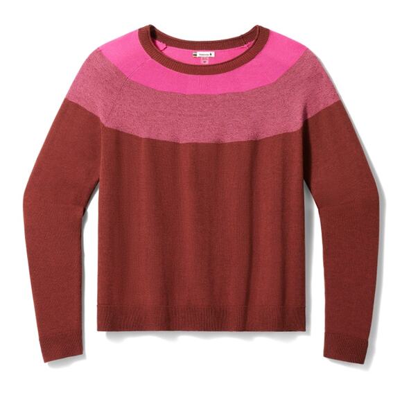 Smartwool Sweaters - Smartwool Edgewood Colorblock Crew Sweater Women's  XL Pecan Brown Heather